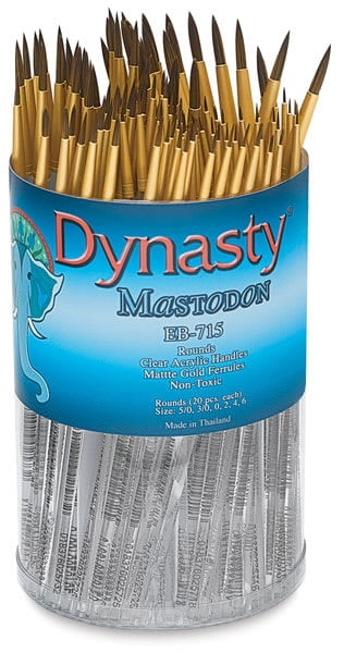 Dynasty Mastodon Synthetic Brush Canister - Round, Set of 120