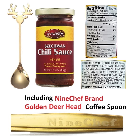 Dynasty Szechwan Chili Sauce 6.5 oz 184g (Pack 1) Plus NineChef Brand Coffee Spoon