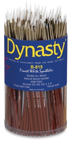 Dynasty White Taklon Set - Round, Short Handle, Set of 144