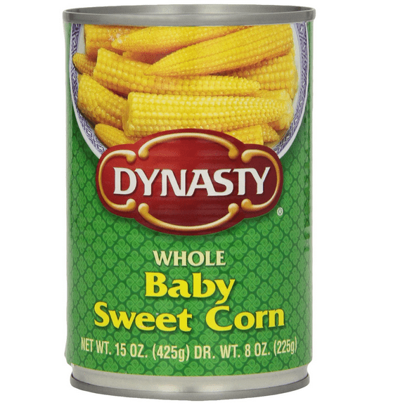 Dynasty Whole Baby Sweet Corn, 15 oz [Pack of 12]