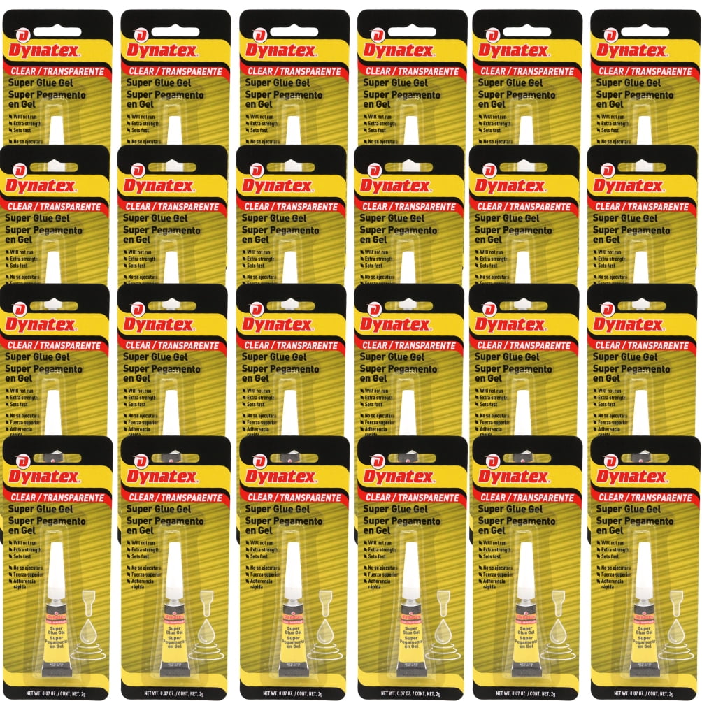 Dynatex 0.07 oz Super Glue Gel - No-Run Formula, Instant Bond, Bonds Metal Plastic Rubber Glass, Clear Permanent, Vertical Surfaces (24-Pack)