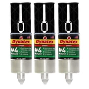 Dynatex 4 Minute Epoxy Adhesive 1 oz Twin Syringe - Rapid Cure, Clear Rigid Bond, Bonds Metal Ceramic Glass Concrete Wood, Pre-Measured 3-Pack