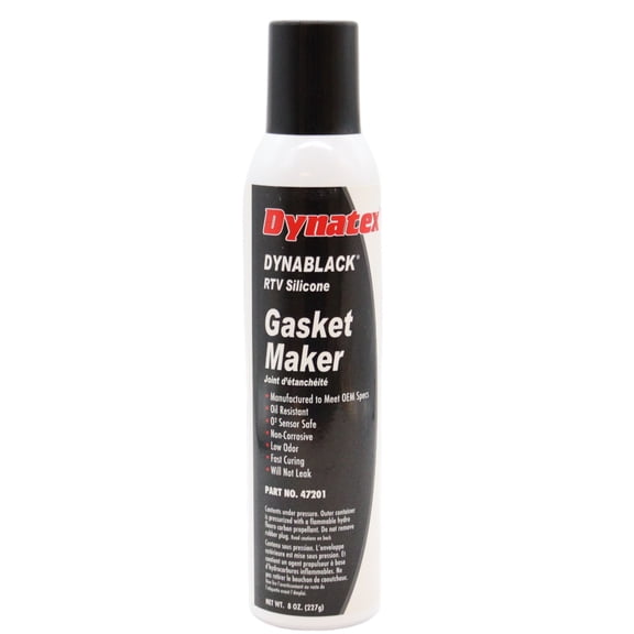 Dynatex DynaBlack RTV Silicone Gasket Maker 8oz Auto Can - 500°F High Temperature, Sensor Safe, Low Odor, and Non-Corrosive Silicone Sealing Compound Made in the USA (Single)