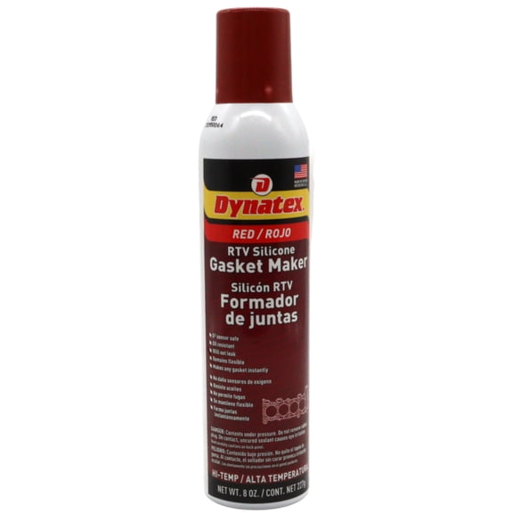 Dynatex Red Hi-Temp RTV Silicone Gasket Maker 8 oz Automatic Can - Oxygen Sensor Safe, OEM Specs, 650°F Hi-Temp, Oil/Water Resistant, Made in the USA (Single)