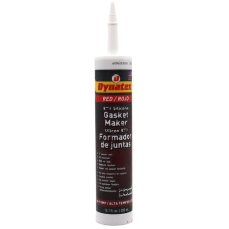 Dynatex Red Hi-Temp RTV Silicone Gasket Maker 10.1 oz Caulk Tube - Oxygen Sensor Safe, OEM Specs, 650°F Hi-Temp, Oil/Water Resistant, Made in the USA (Single)