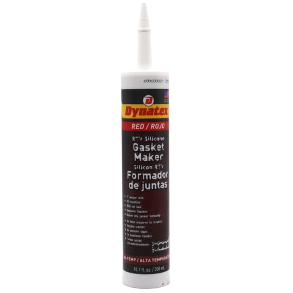 Dynatex Red Hi-Temp RTV Silicone Gasket Maker 10.1 oz Caulk Tube - Oxygen Sensor Safe, OEM Specs, 650°F Hi-Temp, Oil/Water Resistant, Made in the USA (Single)