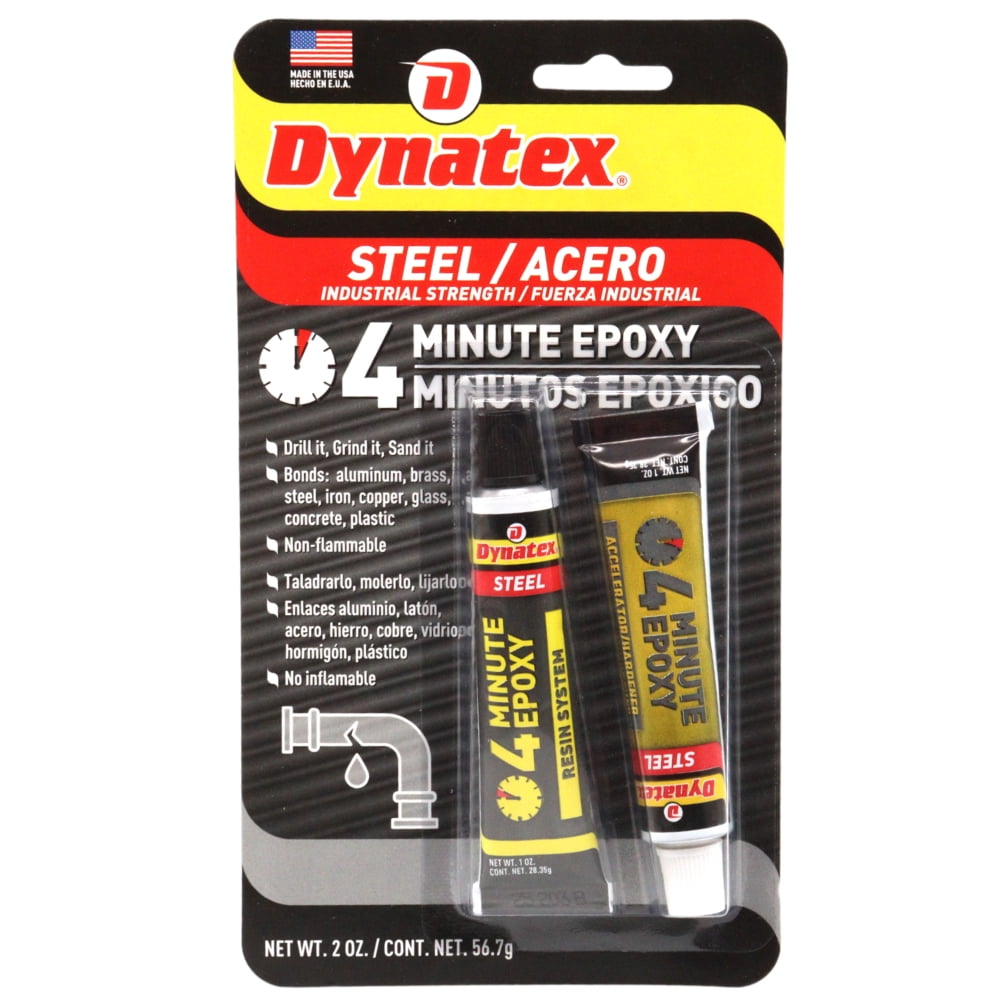 Dynatex 4 Minute Steel Epoxy Adhesive 2 oz - Fast Set, Steel-Like Cure ...