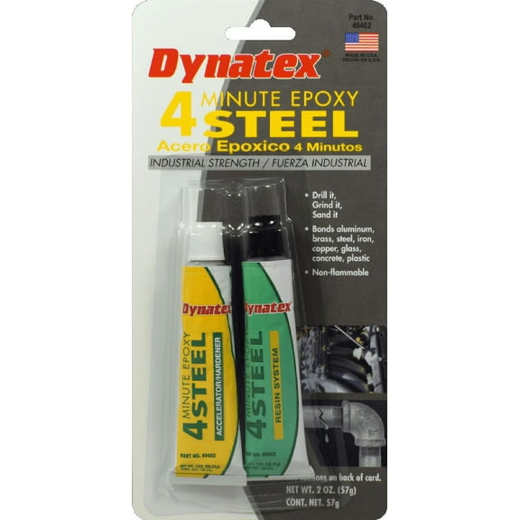 Dynatex 49402 4 Minute Epoxy Steel 2 - 1 Oz. Tubes - Resin/Hardener