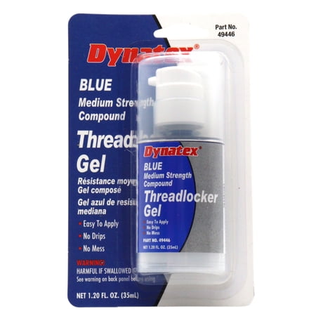 Dynatex Blue Medium Strength Gel Threadlocker 1.20 oz Bottle - Removable with Hand Tools, Locks Fasteners on Metal, Vibration Resistant, Solvent Resistant (Single)