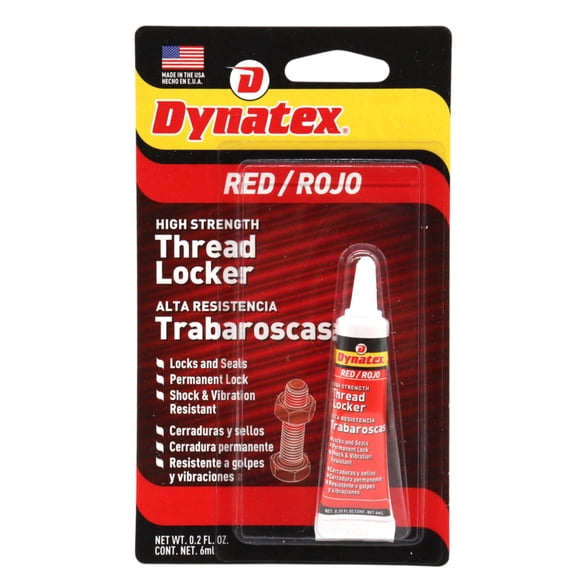 Dynatex Red High Strength Threadlocker 0.20 oz Bottle - Permanent Lock, Anaerobic, Large Fasteners, Vibration & Solvent Resistant (Single)