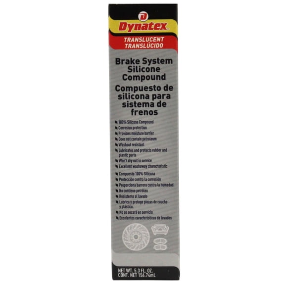 Dynatex Brake System Silicone Compound 5.3 oz Tube - Pure Silicone, No Petroleum, -40F to 500F, Stops Squeal Protects Rubber, Moisture Resistant (Single)