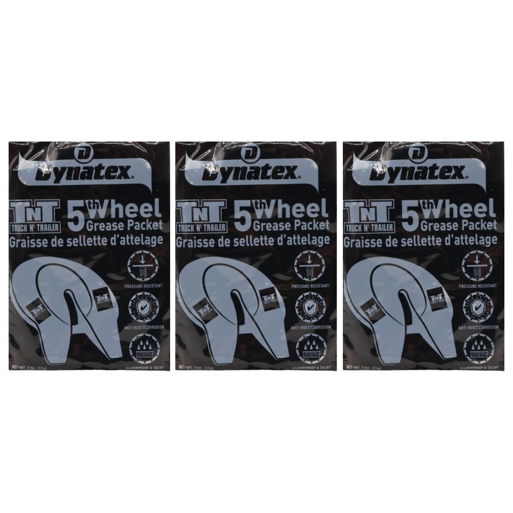 Dynatex 5th Wheel Grease 2 oz Packet - Heavy-Duty Waterproof, Graphite & Moly, High Load Plating, Anti-Rust & Corrosion (3-Pack)