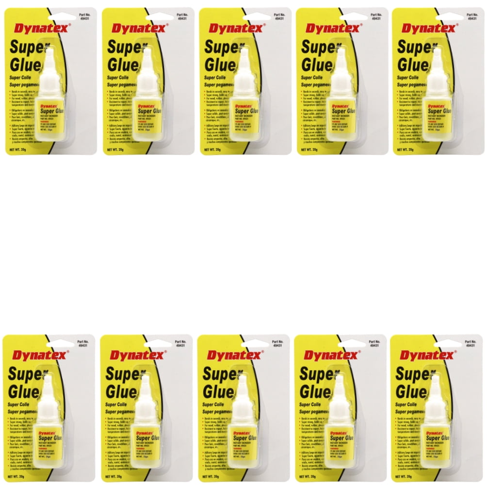 Dynatex .70 oz Super Glue Instant Adhesive - Bonds Glass Metal Plastic Rubber, 5000 PSI Strength, Clear Bond, Up to 175°F, Stronger Than Standard (10-Pack)