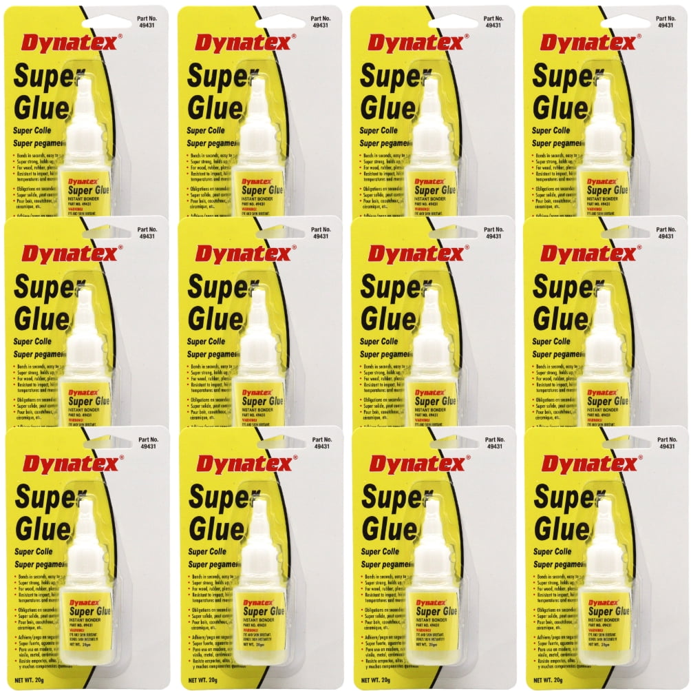 Dynatex .70 oz Super Glue Instant Adhesive - Bonds Glass Metal Plastic Rubber, 5000 PSI Strength, Clear Bond, Up to 175°F, Stronger Than Standard (12-Pack)