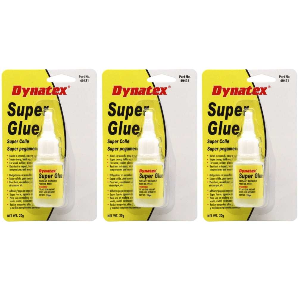 Dynatex .70 oz Super Glue Instant Adhesive - Bonds Glass Metal Plastic Rubber, 5000 PSI Strength, Clear Bond, Up to 175°F, Stronger Than Standard (3-Pack)