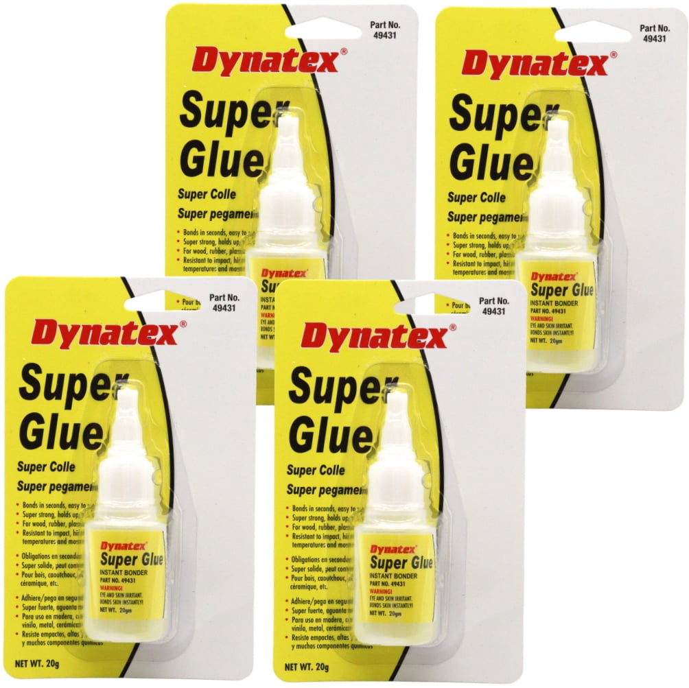 Dynatex .70 oz Super Glue Instant Adhesive - Bonds Glass Metal Plastic Rubber, 5000 PSI Strength, Clear Bond, Up to 175°F, Stronger Than Standard (4-Pack)