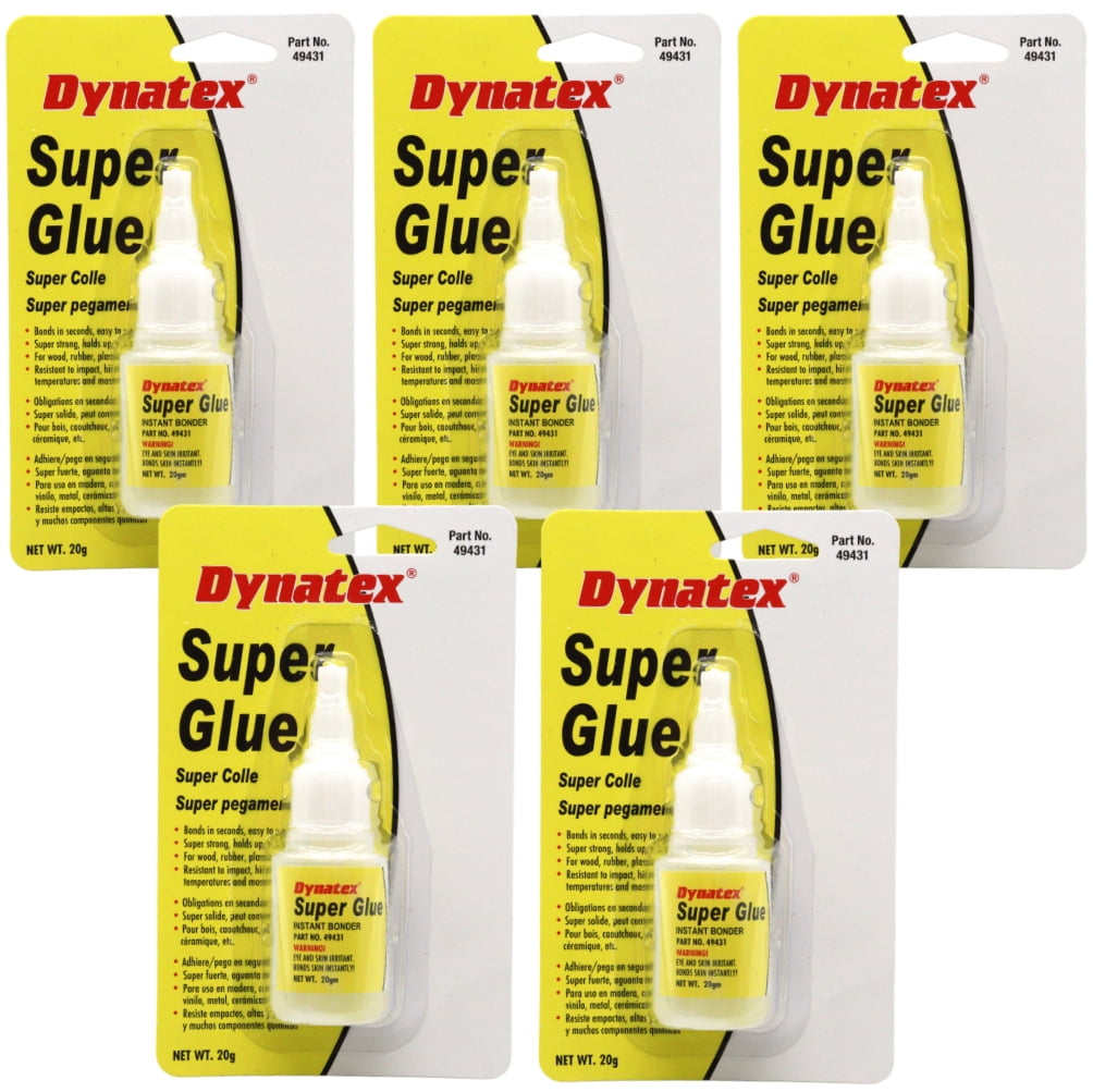 Dynatex .70 oz Super Glue Instant Adhesive - Bonds Glass Metal Plastic Rubber, 5000 PSI Strength, Clear Bond, Up to 175°F, Stronger Than Standard (5-Pack)