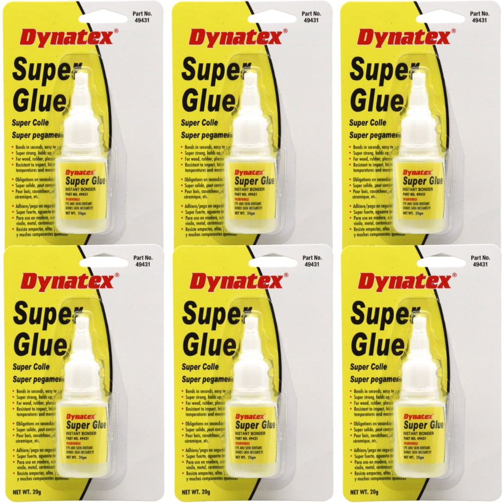 Dynatex .70 oz Super Glue Instant Adhesive - Bonds Glass Metal Plastic Rubber, 5000 PSI Strength, Clear Bond, Up to 175°F, Stronger Than Standard (6-Pack)