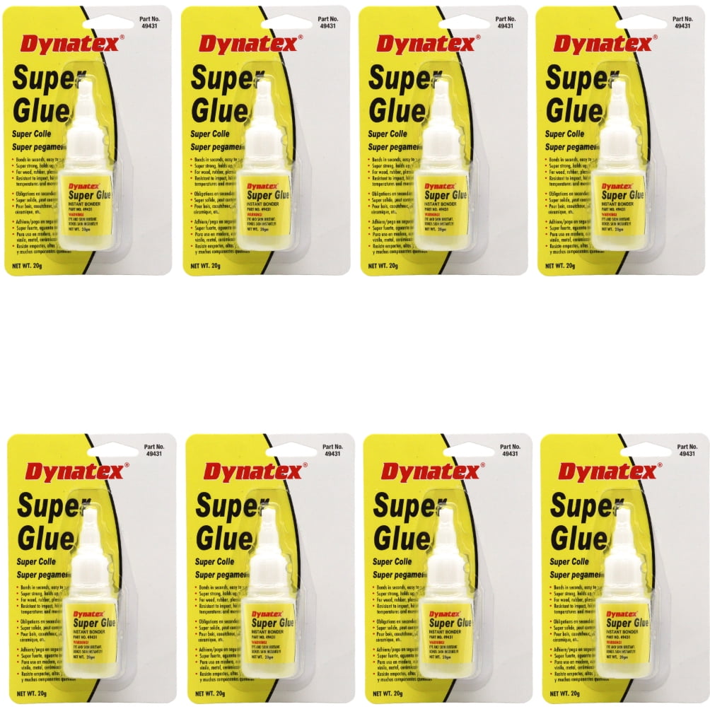 Dynatex .70 oz Super Glue Instant Adhesive - Bonds Glass Metal Plastic Rubber, 5000 PSI Strength, Clear Bond, Up to 175°F, Stronger Than Standard (8-Pack)