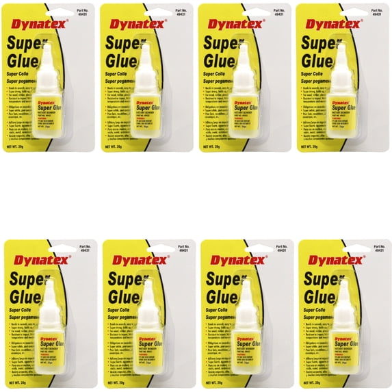 Dynatex .70 oz Super Glue Instant Adhesive - Bonds Glass Metal Plastic Rubber, 5000 PSI Strength, Clear Bond, Up to 175°F, Stronger Than Standard (8-Pack)
