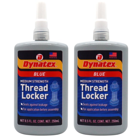 Dynatex Blue Medium Strength Threadlocker 8.5 oz Bottle - Removable with Hand Tools, Locks Fasteners on Metal, Vibration Resistant, Solvent Resistant (2-Pack)