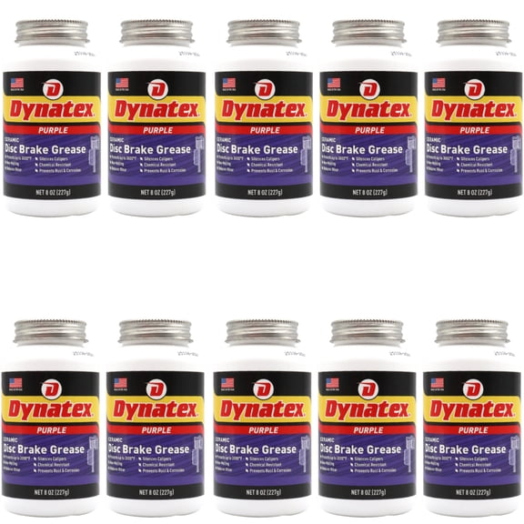 Dynatex Ceramic Disc Brake Grease 8 oz Tub - Synthetic High-Temp -40F to 3000F, EPDM Rubber Safe, Anti-Wear Anti-Corrosion Protection (10-Pack)