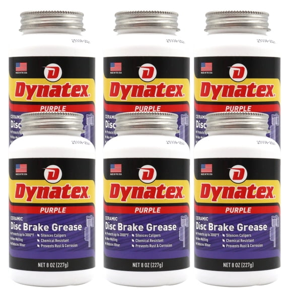 Dynatex Ceramic Disc Brake Grease 8 oz Tub - Synthetic High-Temp -40F to 3000F, EPDM Rubber Safe, Anti-Wear Anti-Corrosion Protection (6-Pack)