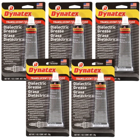 Dynatex Dielectric Grease 1 oz Tube - Silicone-Based, High Temp Vacuum & Water Resistant, Protects Electrical Connections, Non-Hardening (5-Pack)