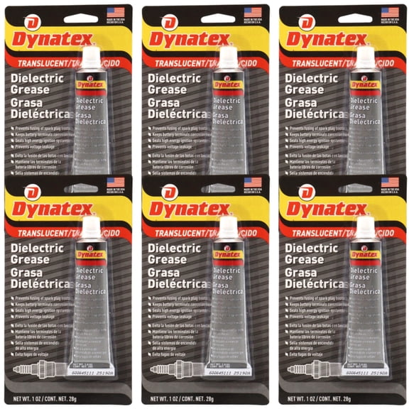 Dynatex Dielectric Grease 1 oz Tube - Silicone-Based, High Temp Vacuum & Water Resistant, Protects Electrical Connections, Non-Hardening (6-Pack)