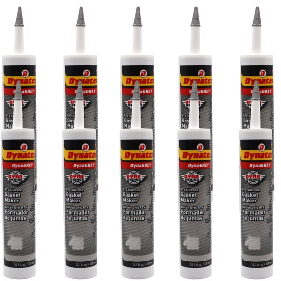 Dynatex DynaGrey RTV Silicone Gasket Maker 10.1oz Caulk Tube - 500°F High Temperature, Sensor Safe, Low Odor, and Non-Corrosive Silicone Sealing Compound Made in the USA [10-Pack]