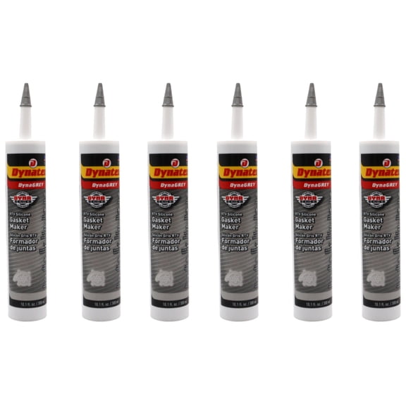 Dynatex DynaGrey RTV Silicone Gasket Maker 10.1oz Caulk Tube - 500°F High Temperature, Sensor Safe, Low Odor, and Non-Corrosive Silicone Sealing Compound Made in the USA [6-Pack]