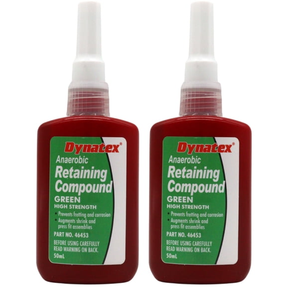 Dynatex Green High Strength Retaining Compound 1.69 oz Bottle - Fast-Curing Anaerobic, Locks Threads & Retains Cylinders, Automotive & Industrial (2-Pack)