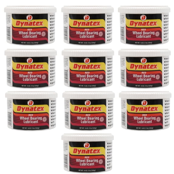 Dynatex Hi-Temp Wheel Bearing Grease 16 oz Tub - Lithium Complex NLGI #2, Dropping Point >500°F, High EP & Anti-Wear, Multi-Purpose (10-Pack)