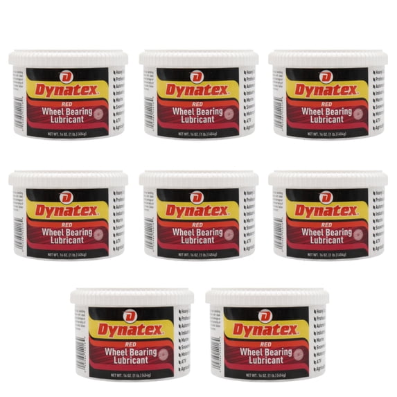 Dynatex Hi-Temp Wheel Bearing Grease 16 oz Tub - Lithium Complex NLGI #2, Dropping Point >500°F, High EP & Anti-Wear, Multi-Purpose (8-Pack)