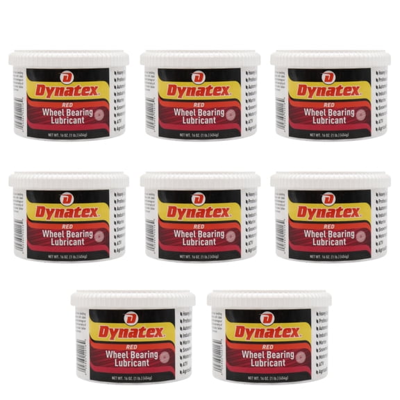 Dynatex Hi-Temp Wheel Bearing Grease 16 oz Tub - Lithium Complex NLGI #2, Dropping Point >500F, High EP & Anti-Wear, Multi-Purpose (8-Pack)