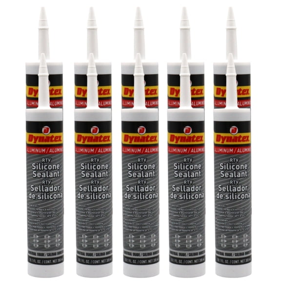 Dynatex Industrial Grade Aluminum Silicone Sealant 10.1 oz Caulk Tube - Tough Flexible Cure, Watertight Seal, Up to 500°F, Made in the USA (10-Pack)