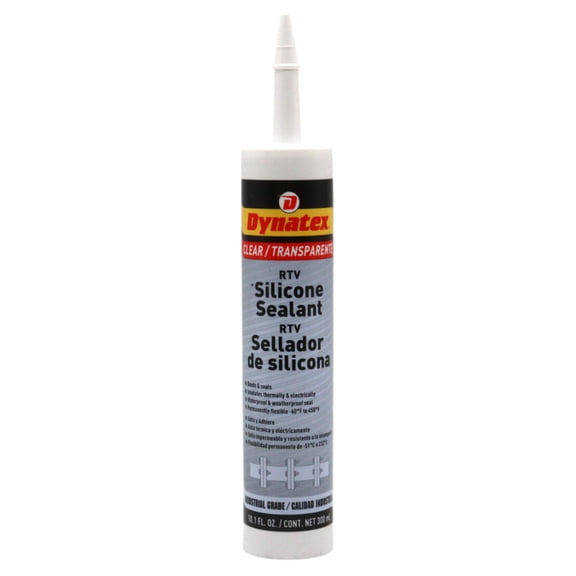 Dynatex Industrial Grade Clear Silicone Sealant 10.1 oz Caulk Tube - Tough Flexible Cure, Watertight Seal, Up to 500°F, Made in the USA (Single)