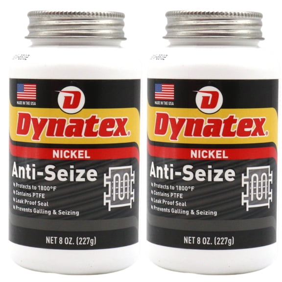 Dynatex Nickel Anti-Seize 8 oz Can - Heavy-Duty, No Sulfur Lead Copper Halogens, Protects Against Extreme Heat Corrosion Acidic Environments (2-Pack)