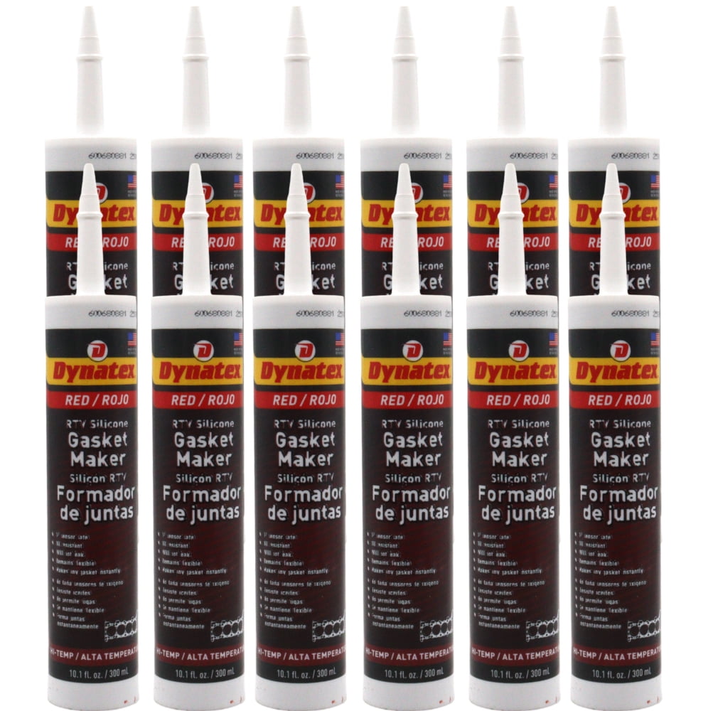 Dynatex Red Hi-Temp RTV Silicone Gasket Maker 10.1 oz Caulk Tube ...