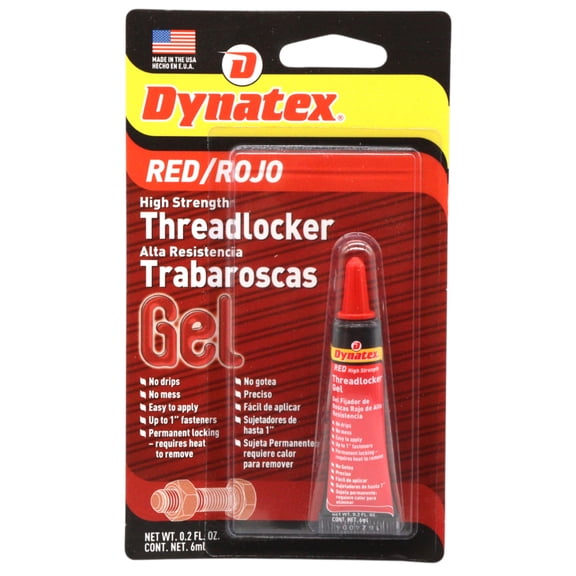 Dynatex Red High Strength Threadlocker 0.20 oz Bottle - Permanent Lock, Anaerobic, Large Fasteners, Vibration & Solvent Resistant (Single)