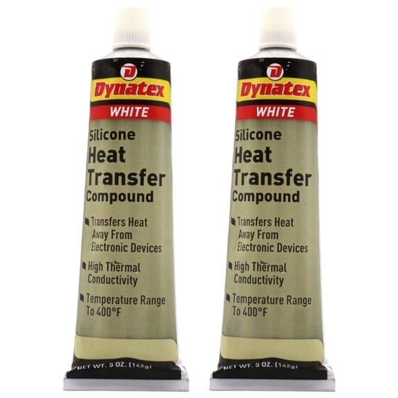 Dynatex Silicone Heat Transfer Compound 5 oz Tube - High Thermal Conductivity, Low Bleed, High Temp Stability, Non-Hardening (2-Pack)