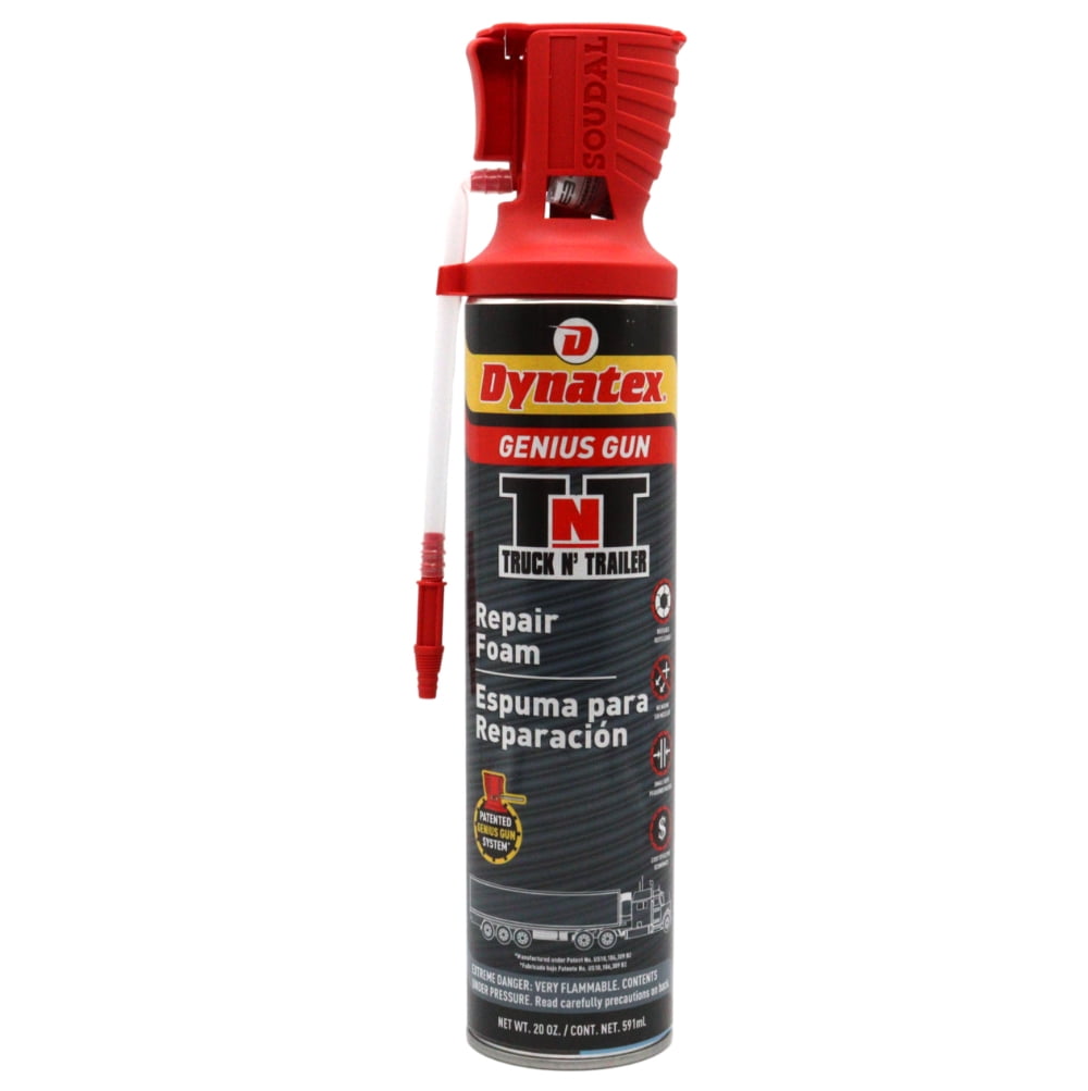 Dynatex Truck N Trailer Repair Foam 20 oz Can w/ Genius Gun - Low Pressure Expansion, Sound & Thermal Insulation, Reusable Up to 6 Weeks (Single)