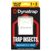 Dynatrap Indoor Insect Trap, White, 1 Trap, 3 Refills
