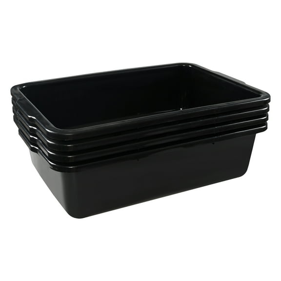 DynkoNA 4 Pack 32 L Plastic Large Commercial Bus Tubs, Large Restaurant Bus Pans, Black