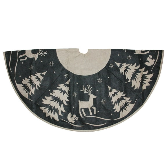 Dyno 56" Gray and Black Reindeer in Forest Christmas Tree Skirt