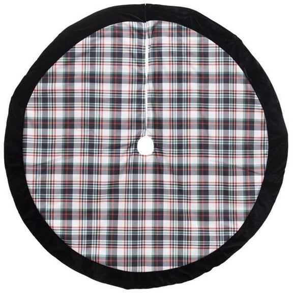 Dyno 9106276 Cream & Black Plaid Print Tree Skirt - Pack of 4