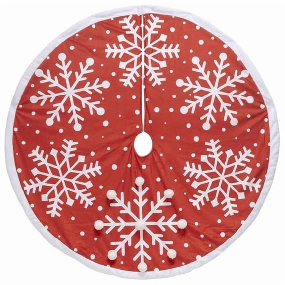 Dyno 9106281 Red & White Large Snowflake Printed Tree Skirt - Pack of 4