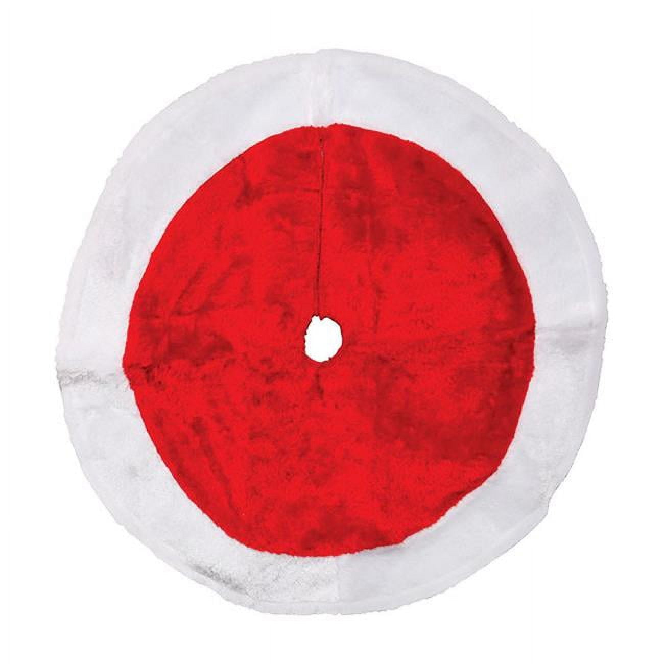 Red and White Plush Christmas Tree Skirt, 18 inches