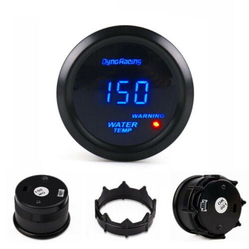Dyno Racing 2" 52mm Blue LED Digital Water Temp Gauge Centigrade Temperature Meter Tint Lens