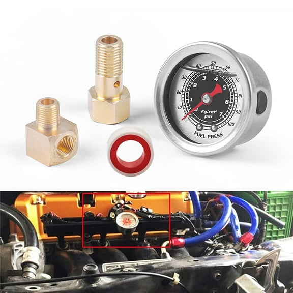 Dyno Racing Car Fuel Oil Pressure Liquid Filled Gauge for Honda Civic CRX Acura Mitsubishi Eclipse Fuel Pressure Gauge Car Fuel Pressure